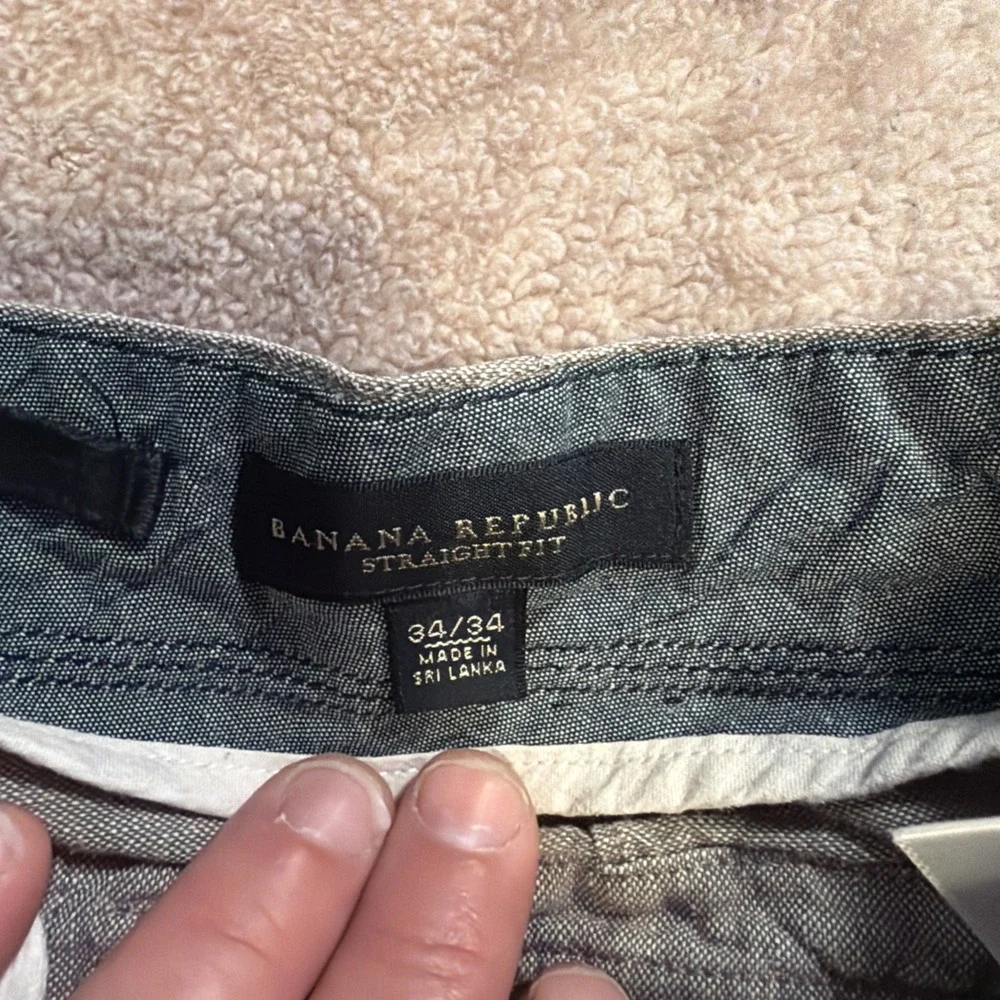 Banana Republic Men's Straight Fit 34x34 Cotton Linen Blend Taupe Drawstring